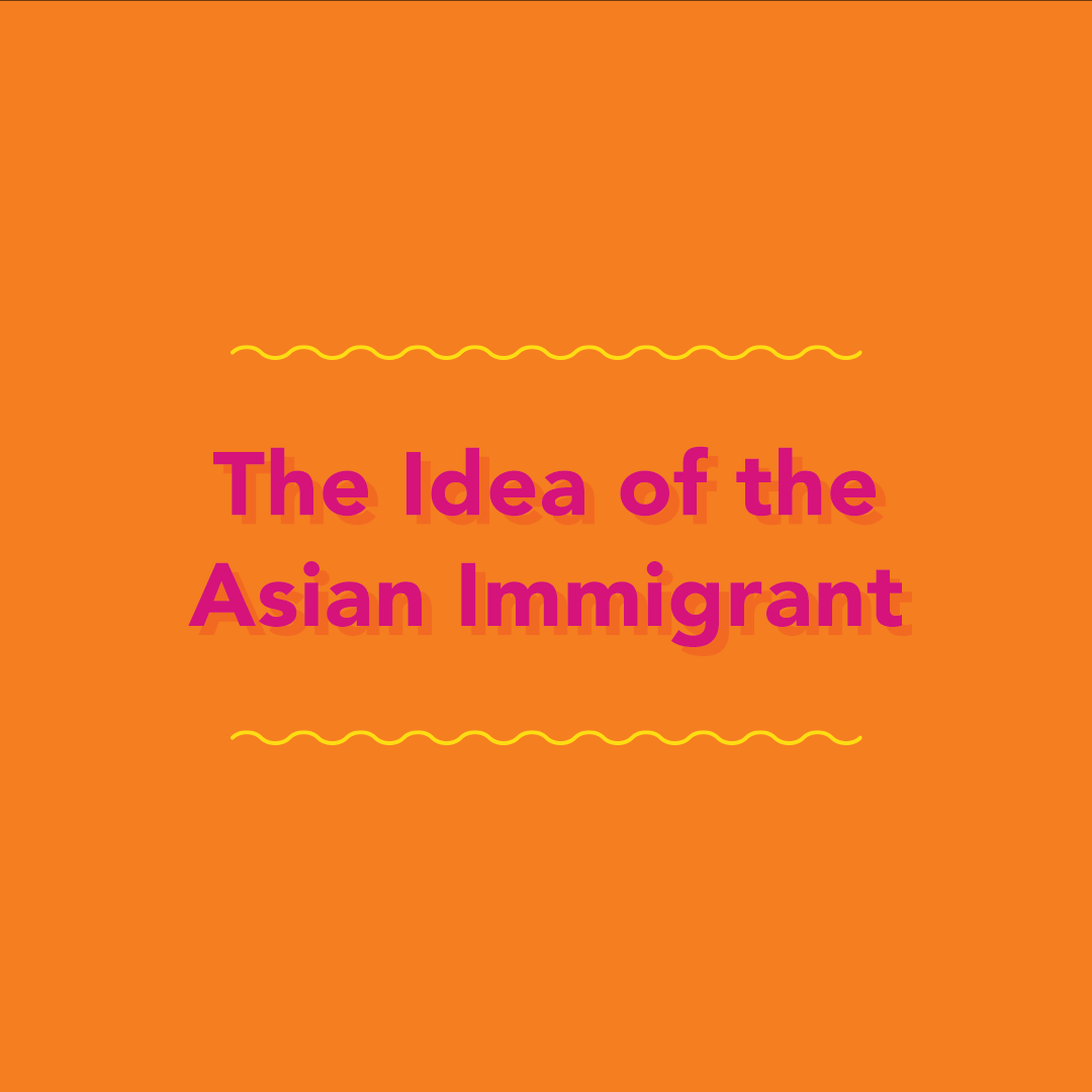 orange background with text that says "the idea of an asian immigrant"