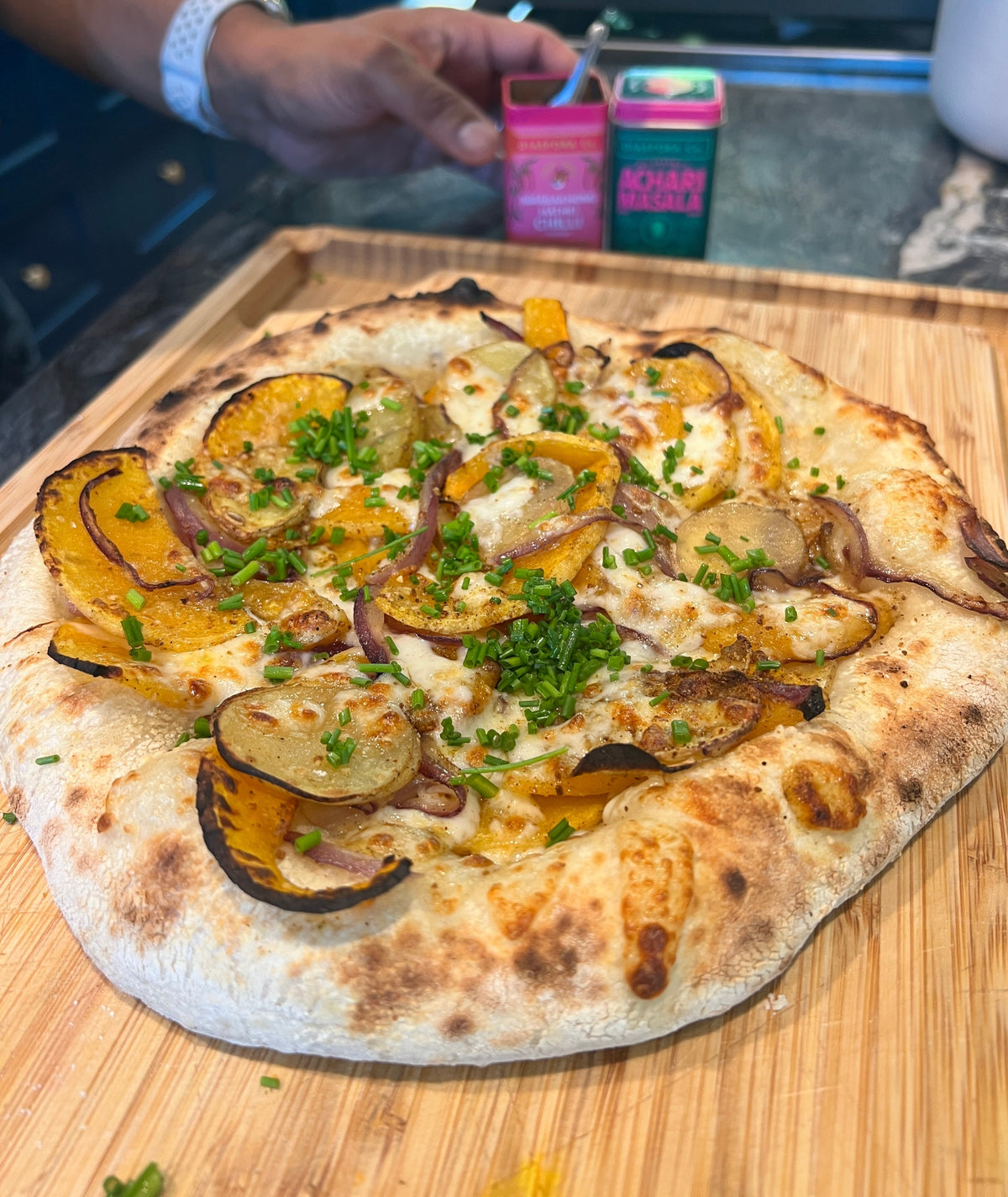 Nik's Achari Squash Pizza
