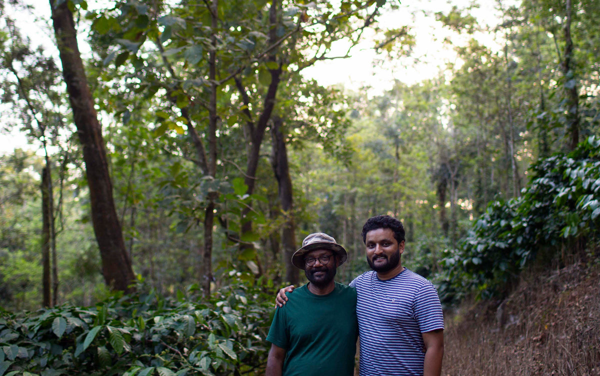 Akash Parameswaran and his father, our Aranya Pepper farm partner