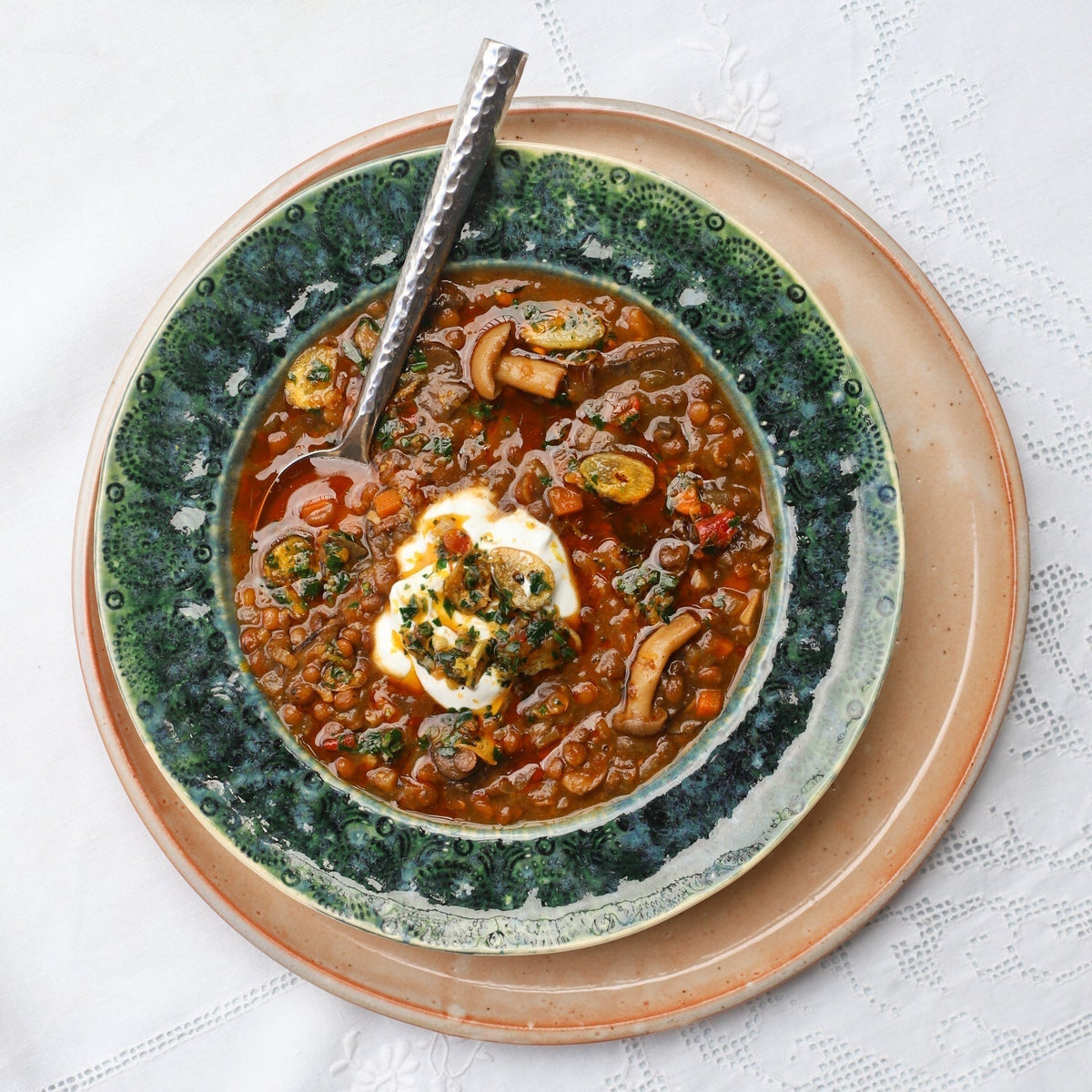 Asha's Hearty Lentil & Mushroom Soup